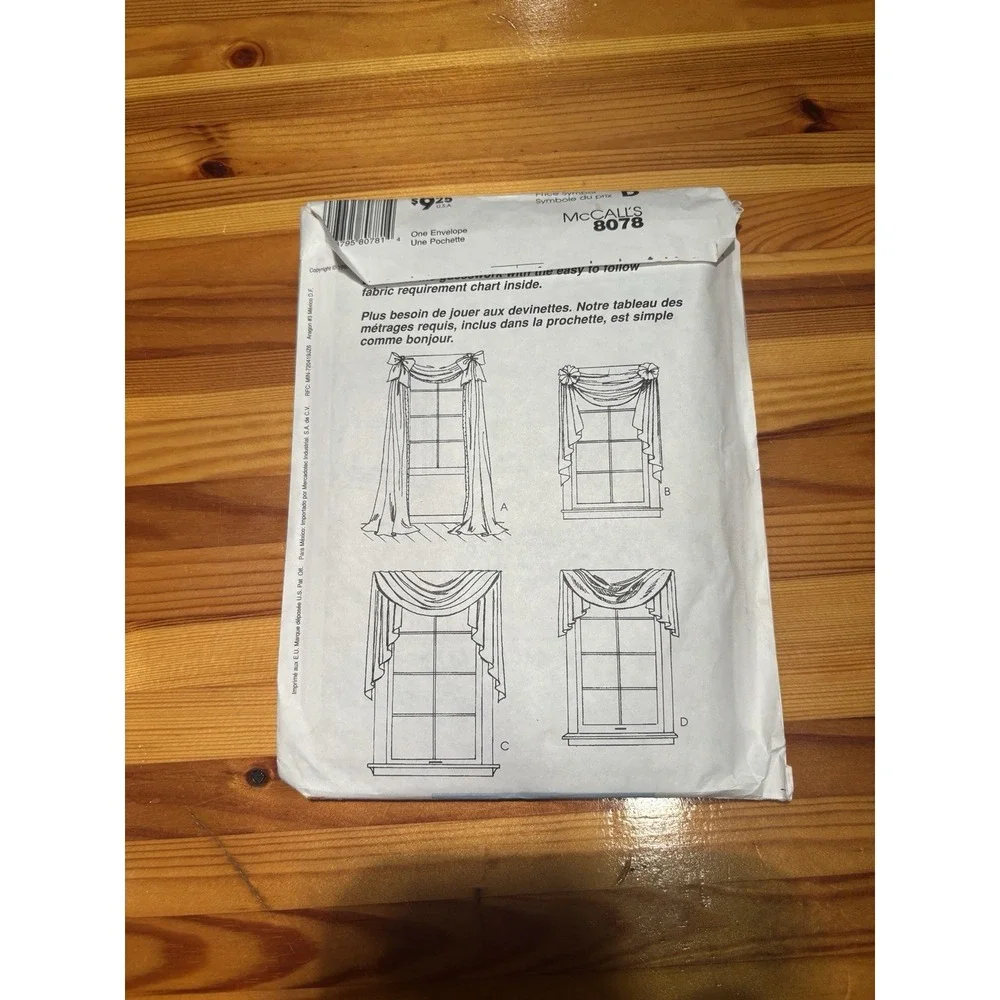McCall's VTG 1990s Uncut 8078 Home Decor Curtain Swags Window Treatments